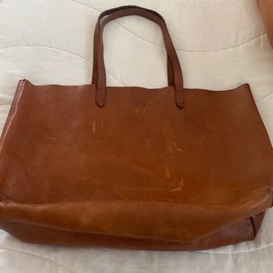 Madewell large tan leather Transport tote.